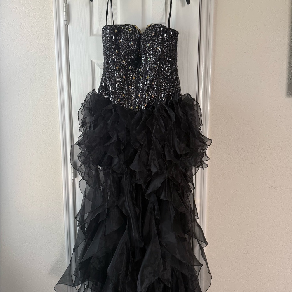 Alyce Paris Black Embellished Tiered Prom Gown